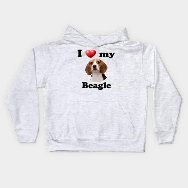 I Love My Beagle Kids Hoodie by Naves